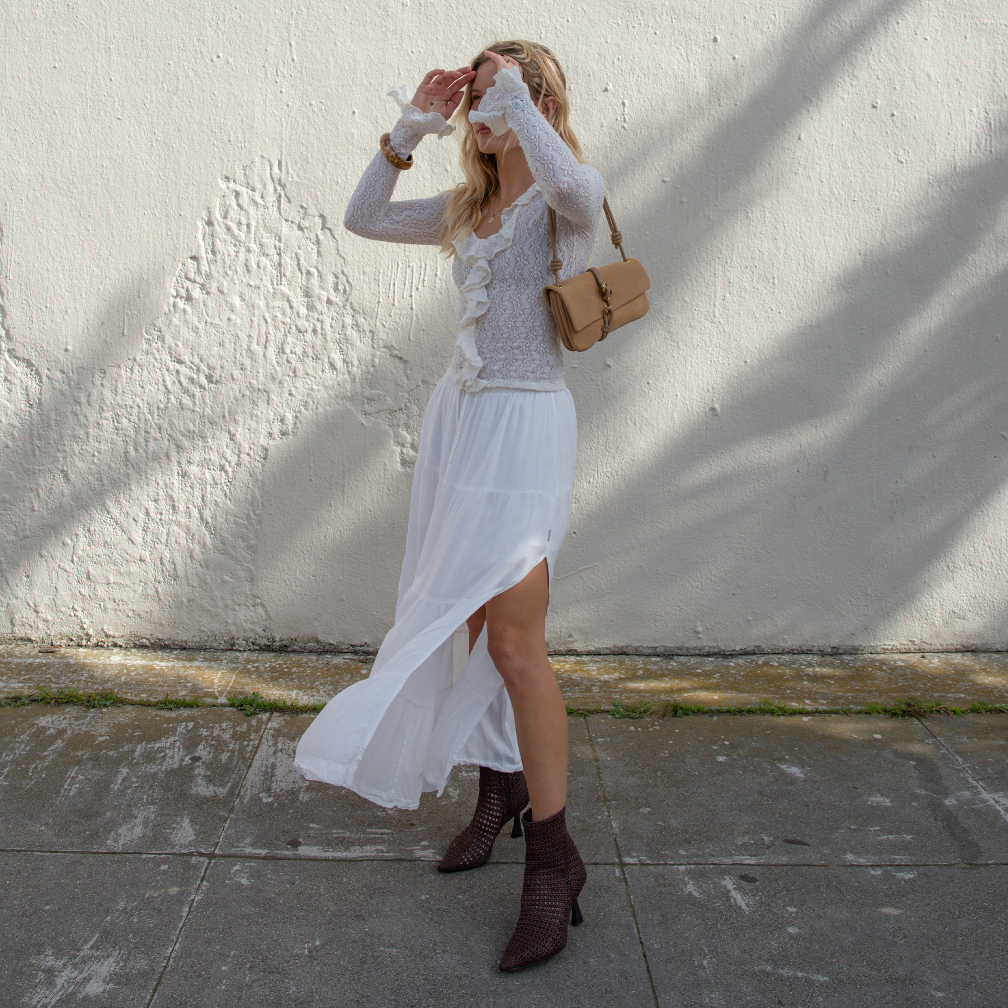 LONNI BOOTIES DK BROWN WOVEN LEATHER - Image 2