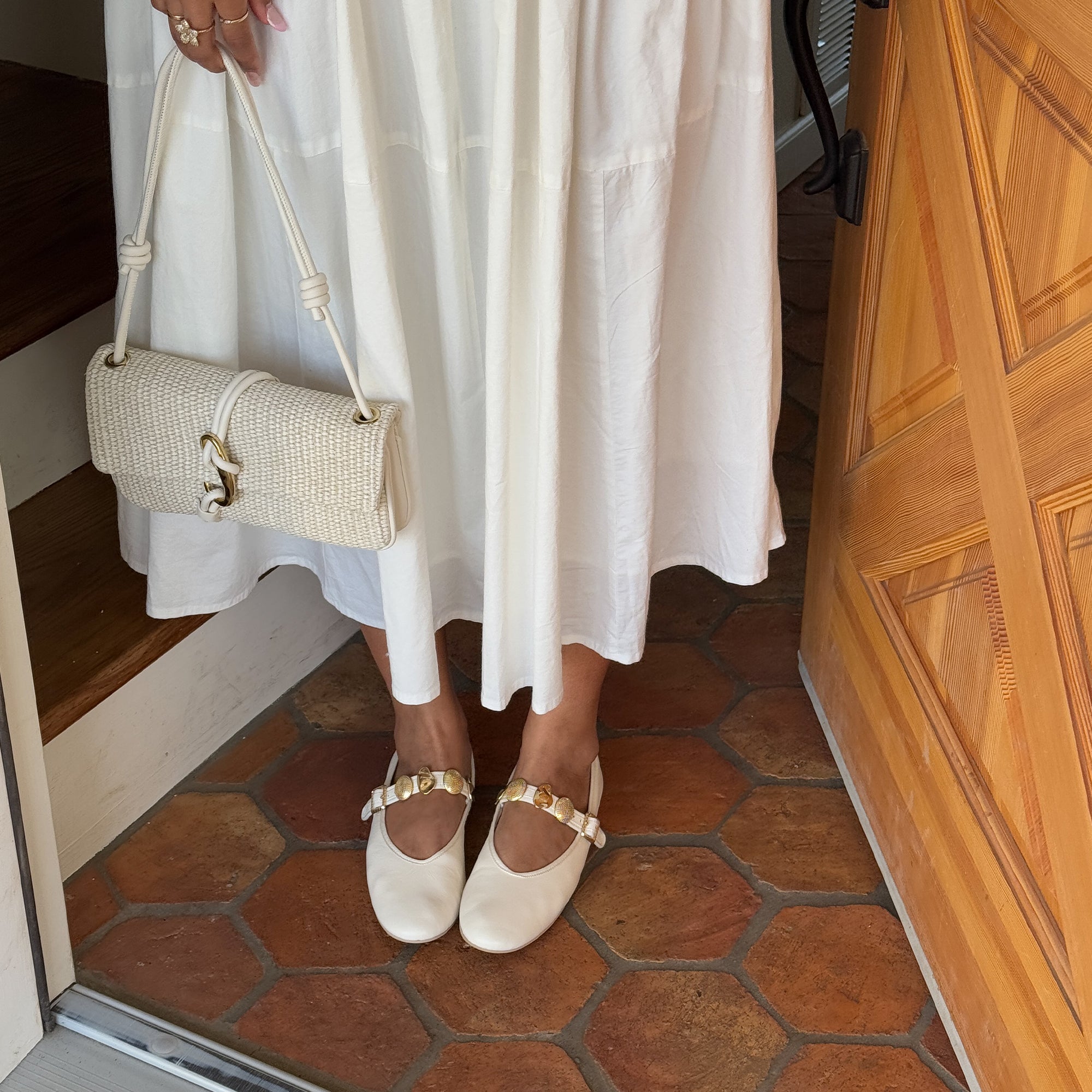 RELAN BALLET FLATS OFF WHITE LEATHER - Image 4