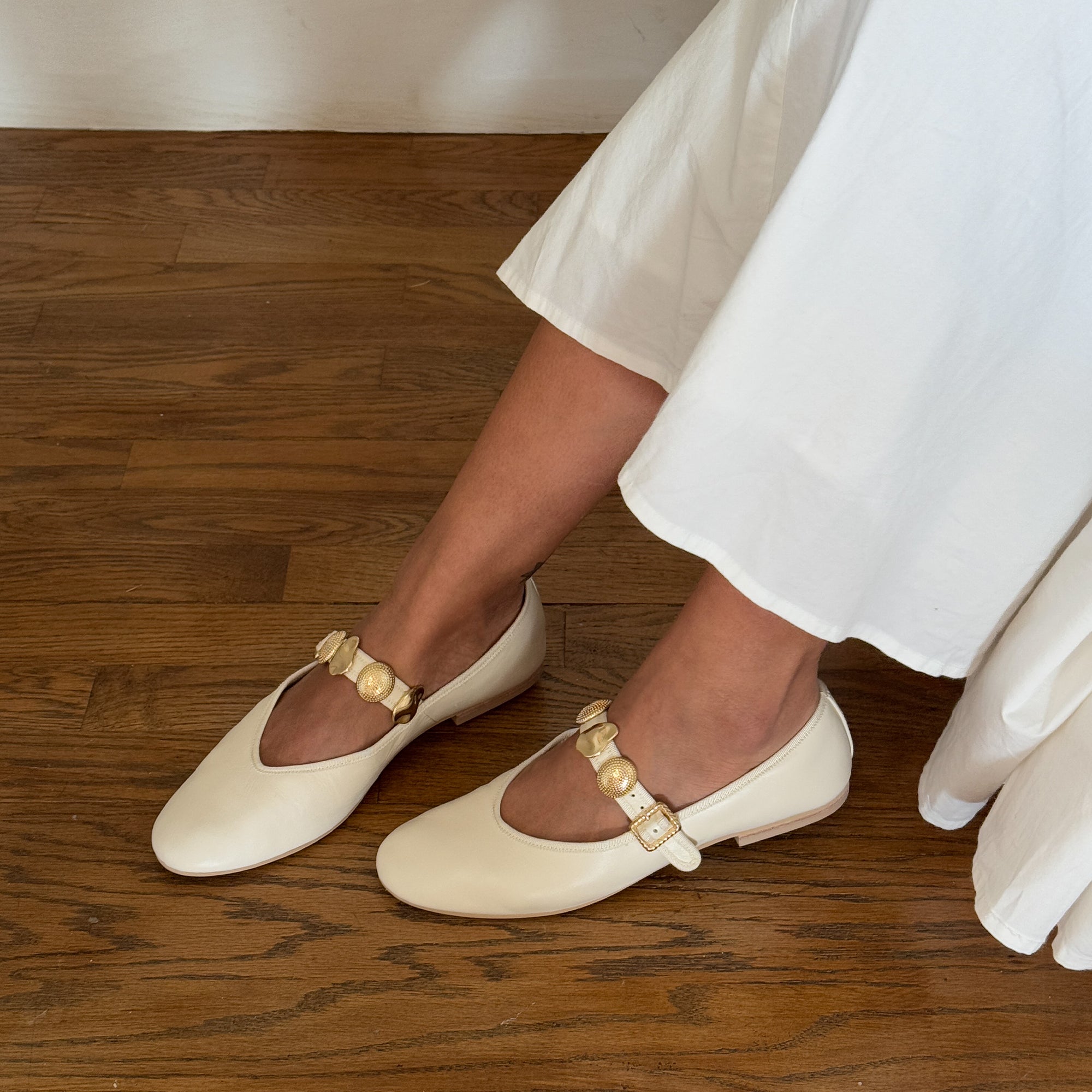 RELAN BALLET FLATS OFF WHITE LEATHER - Image 2