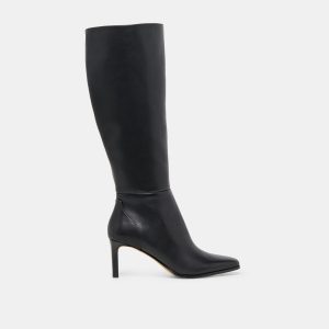 EMMI WIDE CALF BOOTS BLACK LEATHER