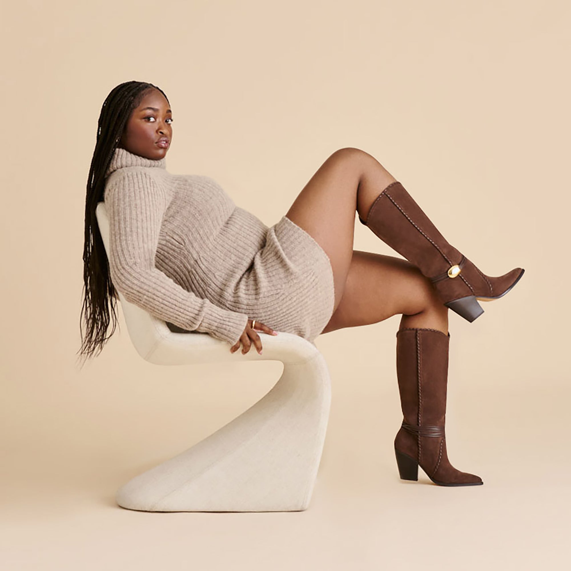 JODY WIDE CALF BOOTS DK BROWN SUEDE - Image 2