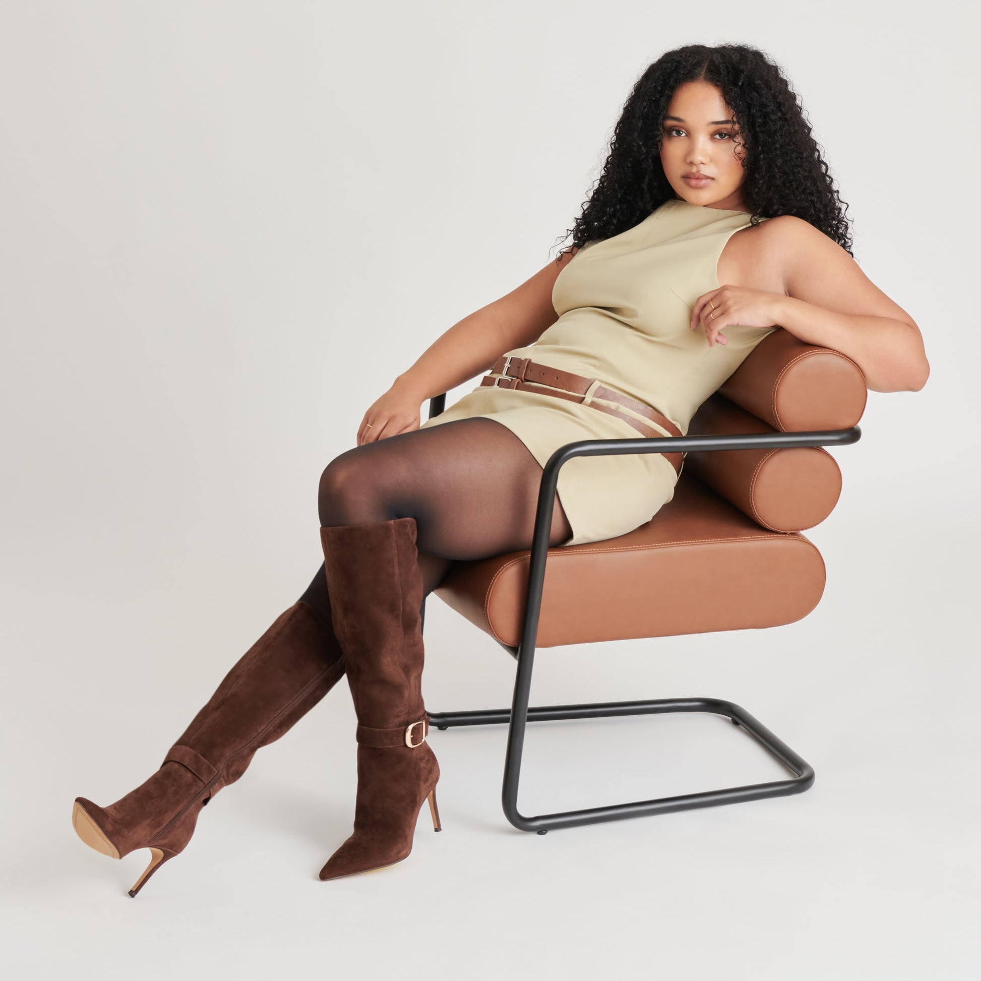 KINZY WIDE CALF BOOTS DK BROWN SUEDE - re:vita - Image 2