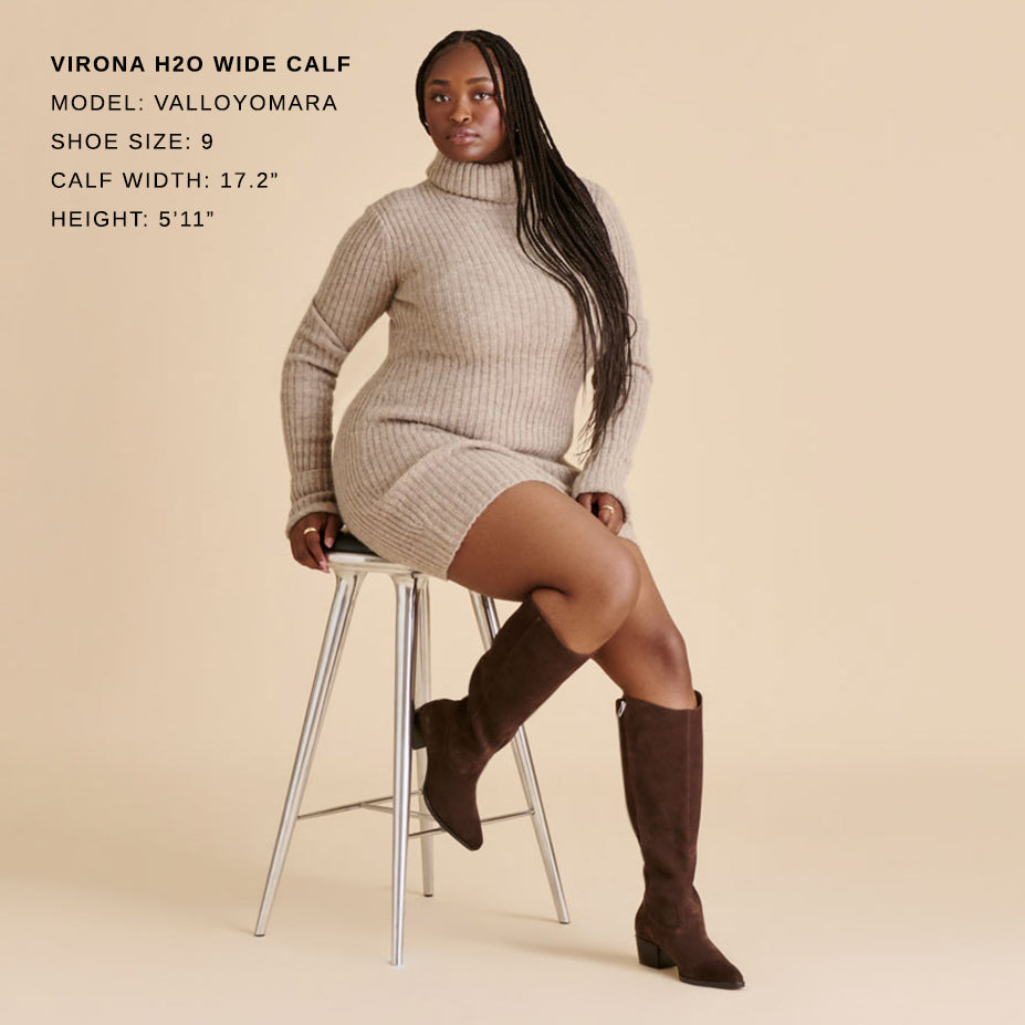 VIRONA H2O WIDE CALF BOOTS DK BROWN SUEDE - Image 4