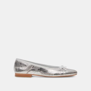 ANISA WIDE BALLET FLATS SILVER DISTRESSED LEATHER - re:vita