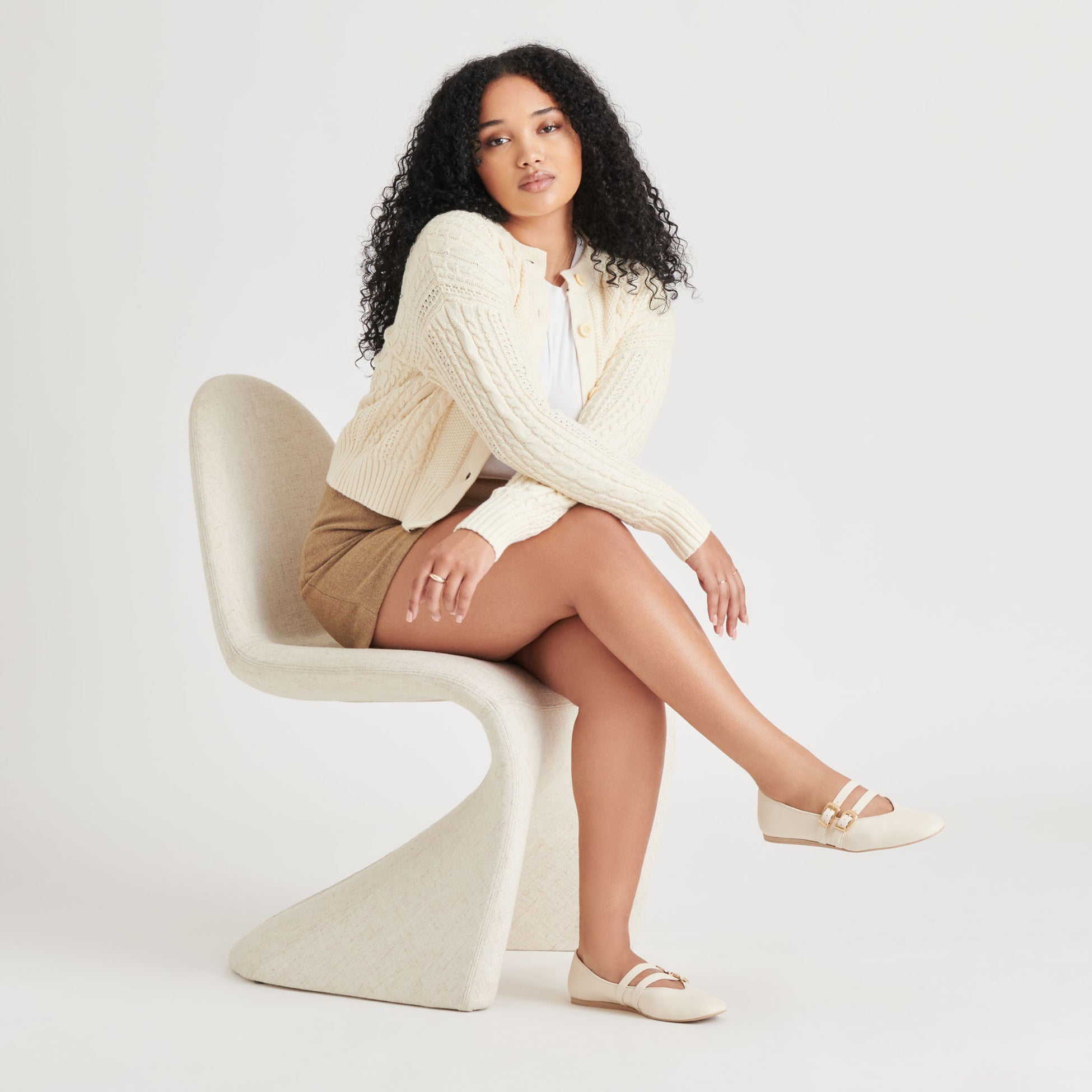 BAYLEE BALLET FLATS IVORY LEATHER - Image 2