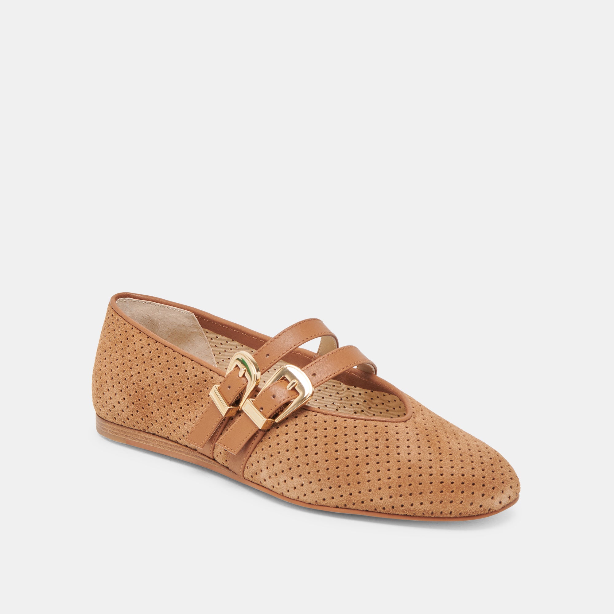 BAYLEE BALLET FLATS PECAN PERFORATED SUEDE - Image 3