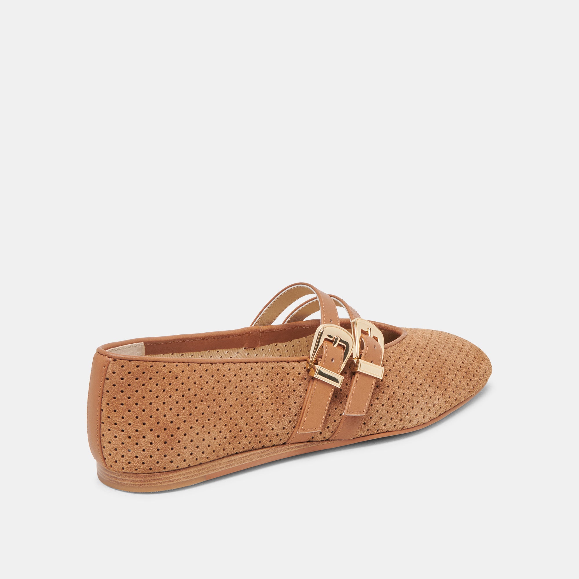 BAYLEE BALLET FLATS PECAN PERFORATED SUEDE - Image 5