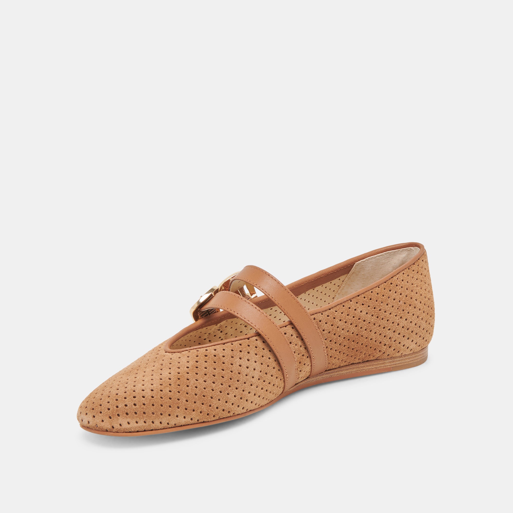 BAYLEE BALLET FLATS PECAN PERFORATED SUEDE - Image 6