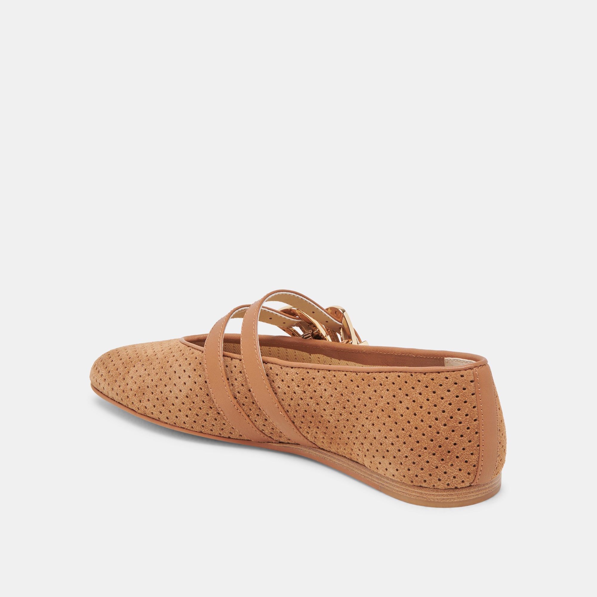 BAYLEE BALLET FLATS PECAN PERFORATED SUEDE - Image 7