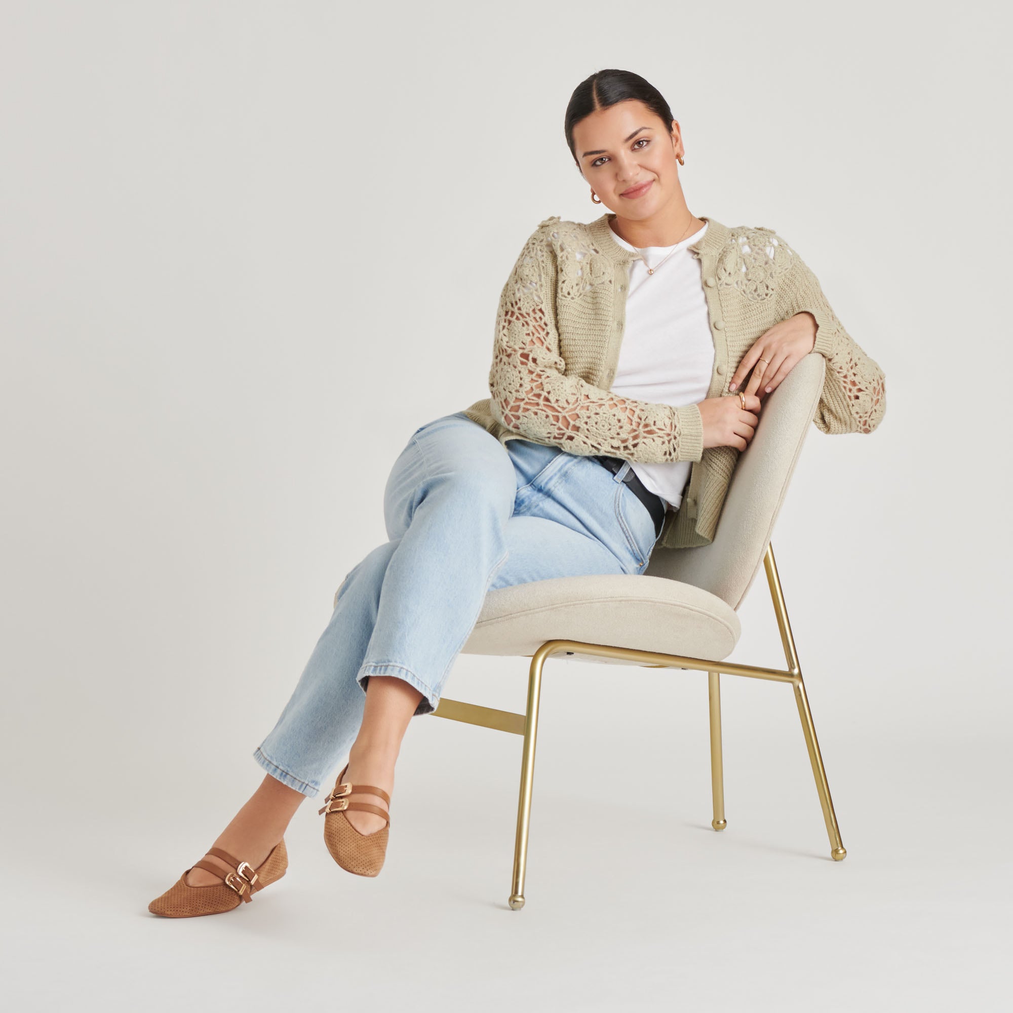 BAYLEE BALLET FLATS PECAN PERFORATED SUEDE - Image 4