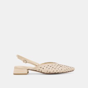 BIRDIE FLATS OFF WHITE WOVEN LEATHER