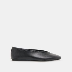 BRAIDY BALLET FLATS BLACK LEATHER