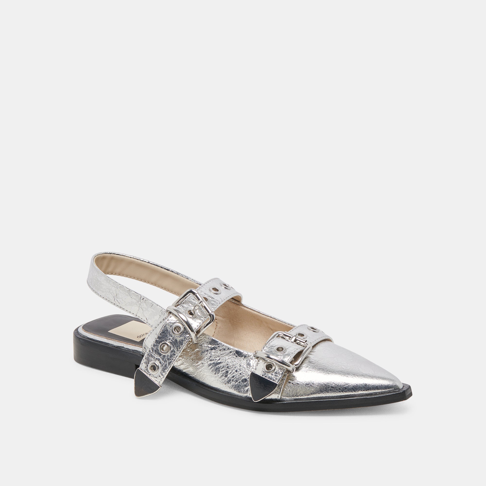 LABELL FLATS SILVER DISTRESSED LEATHER - re:vita - Image 3
