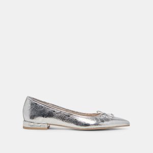 PALANI BALLET FLATS SILVER DISTRESSED LEATHER - re:vita