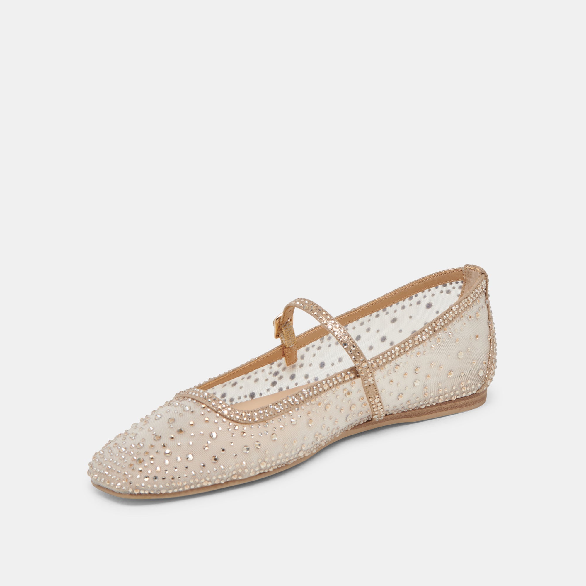 REYES CRYSTAL BALLET FLATS GOLD MESH - Image 7