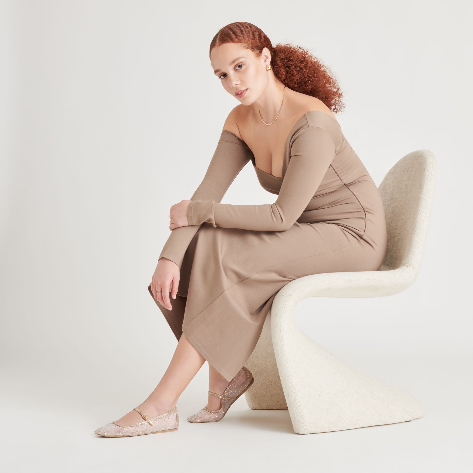 REYES CRYSTAL BALLET FLATS GOLD MESH - Image 4