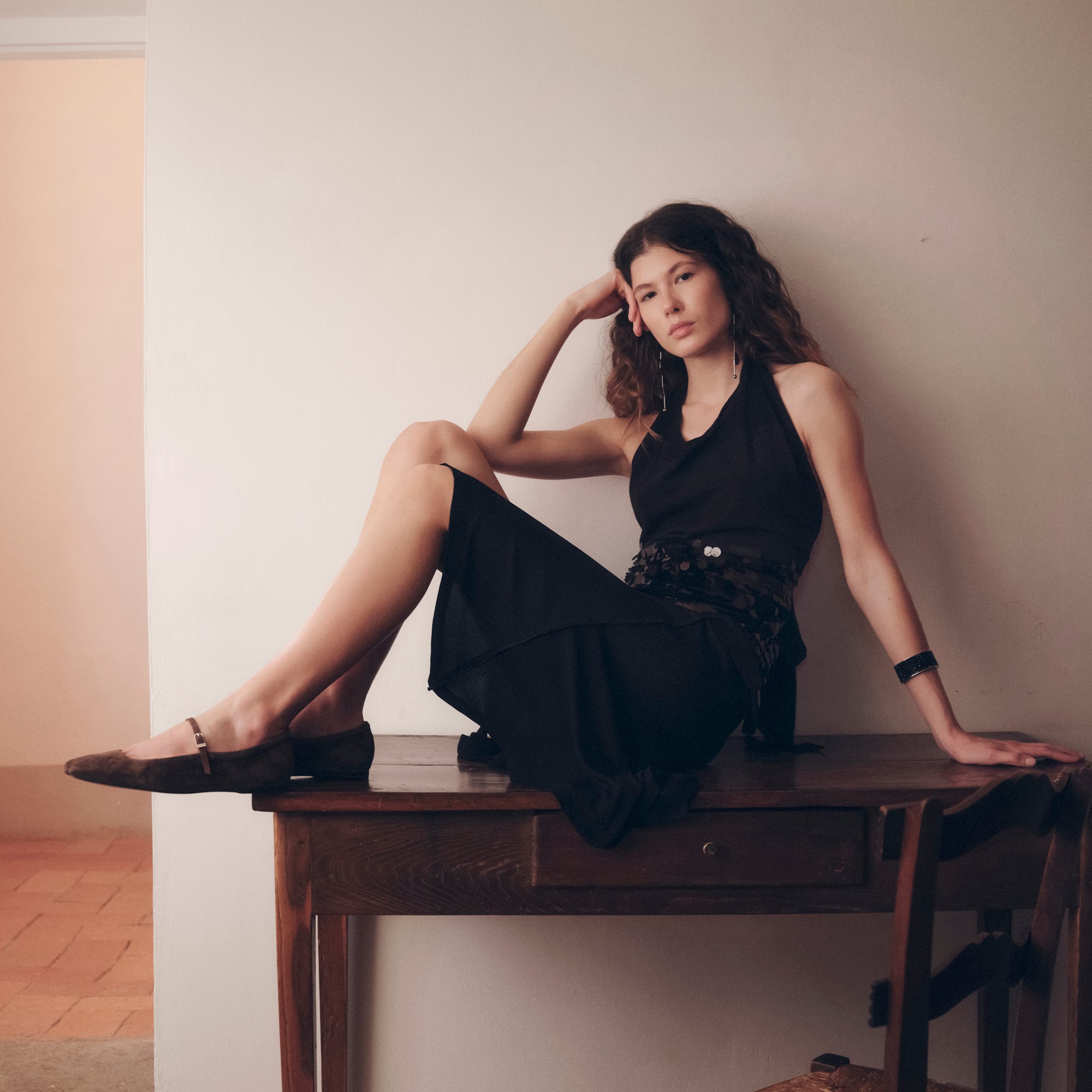 REYES BALLET FLATS DK BROWN SUEDE - Image 2