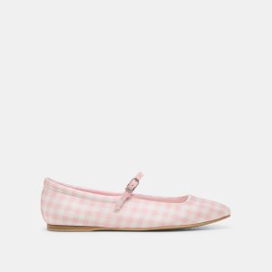 REYES X BYRDIE GOLF WIDE BALLET FLATS PINK PLAID GINGHAM
