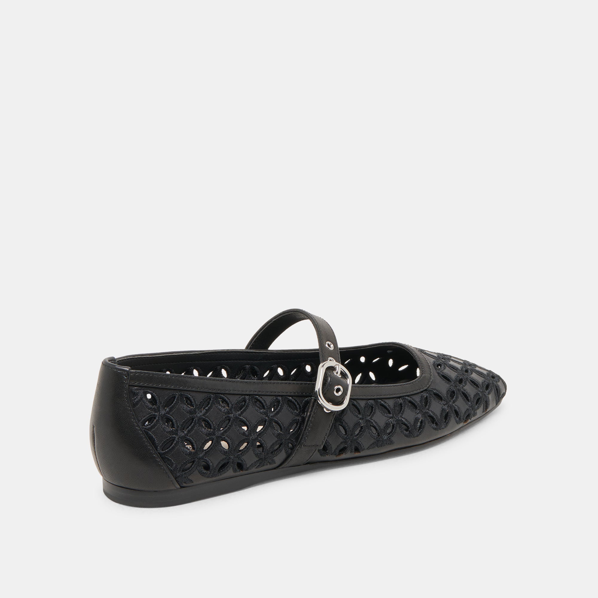 RODNI EYELET PERF BALLET FLATS BLACK LEATHER - Image 3