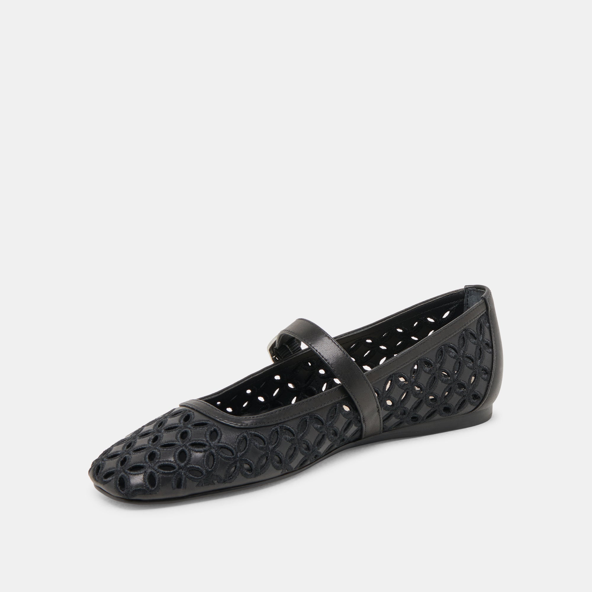 RODNI EYELET PERF BALLET FLATS BLACK LEATHER - Image 4
