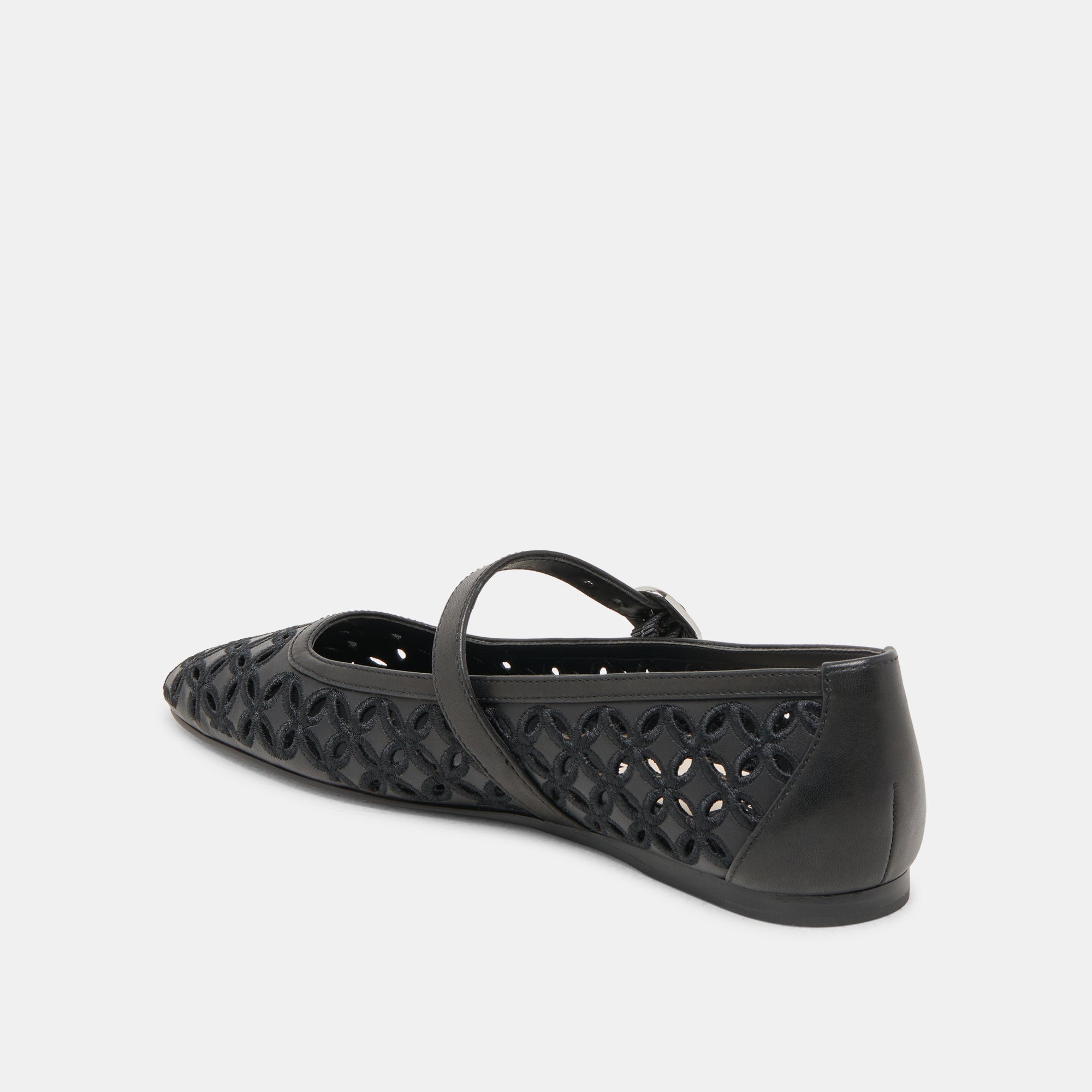 RODNI EYELET PERF BALLET FLATS BLACK LEATHER - Image 5