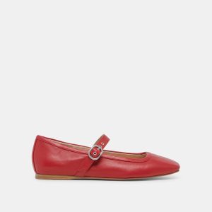 RODNI BALLET FLATS RED LEATHER - re:vita