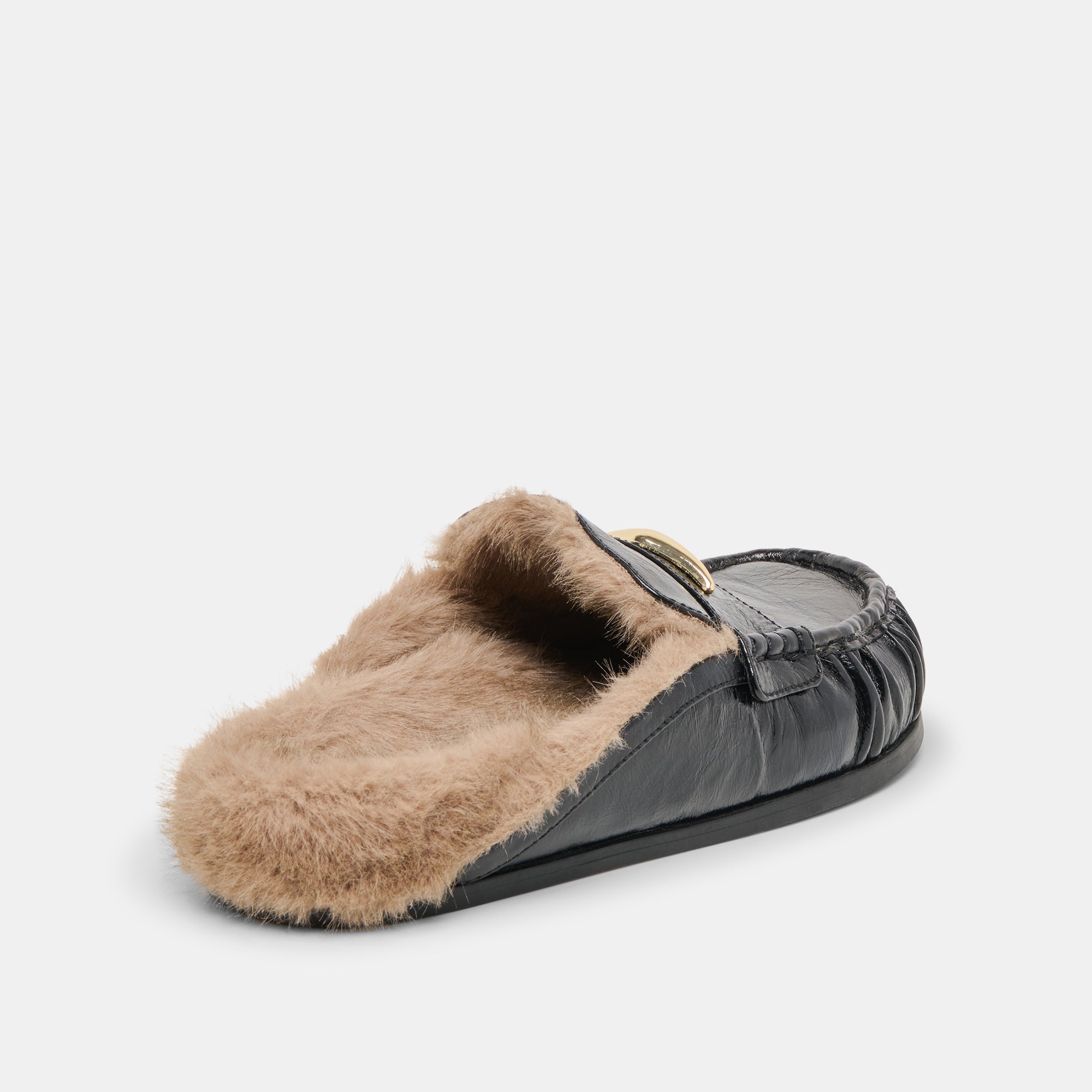 JODERO PLUSH FLATS BLACK LEATHER - Image 3