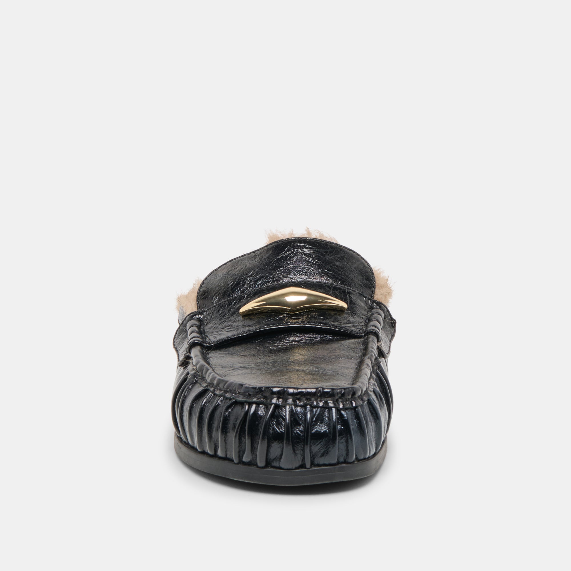 JODERO PLUSH FLATS BLACK LEATHER - Image 6