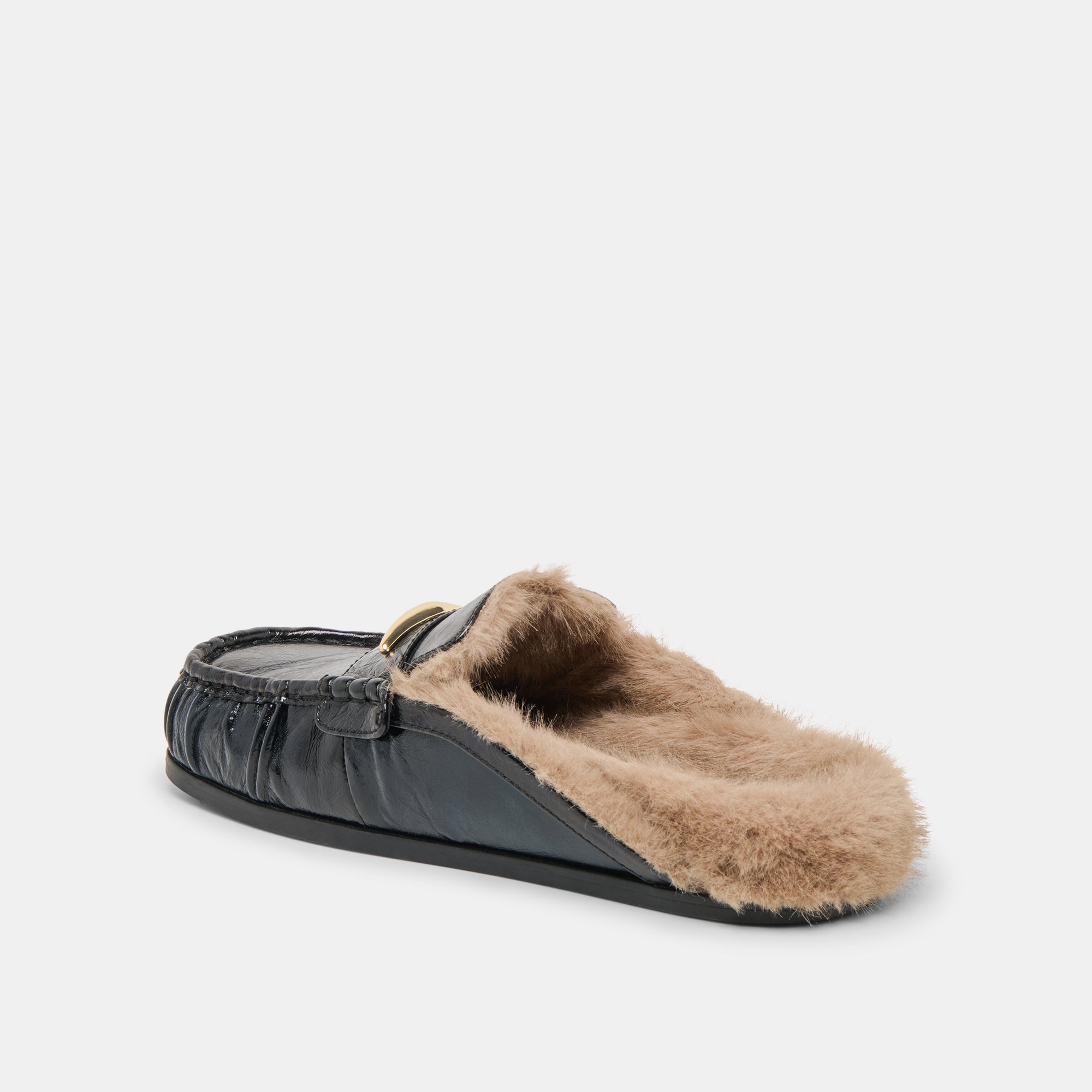 JODERO PLUSH FLATS BLACK LEATHER - Image 5