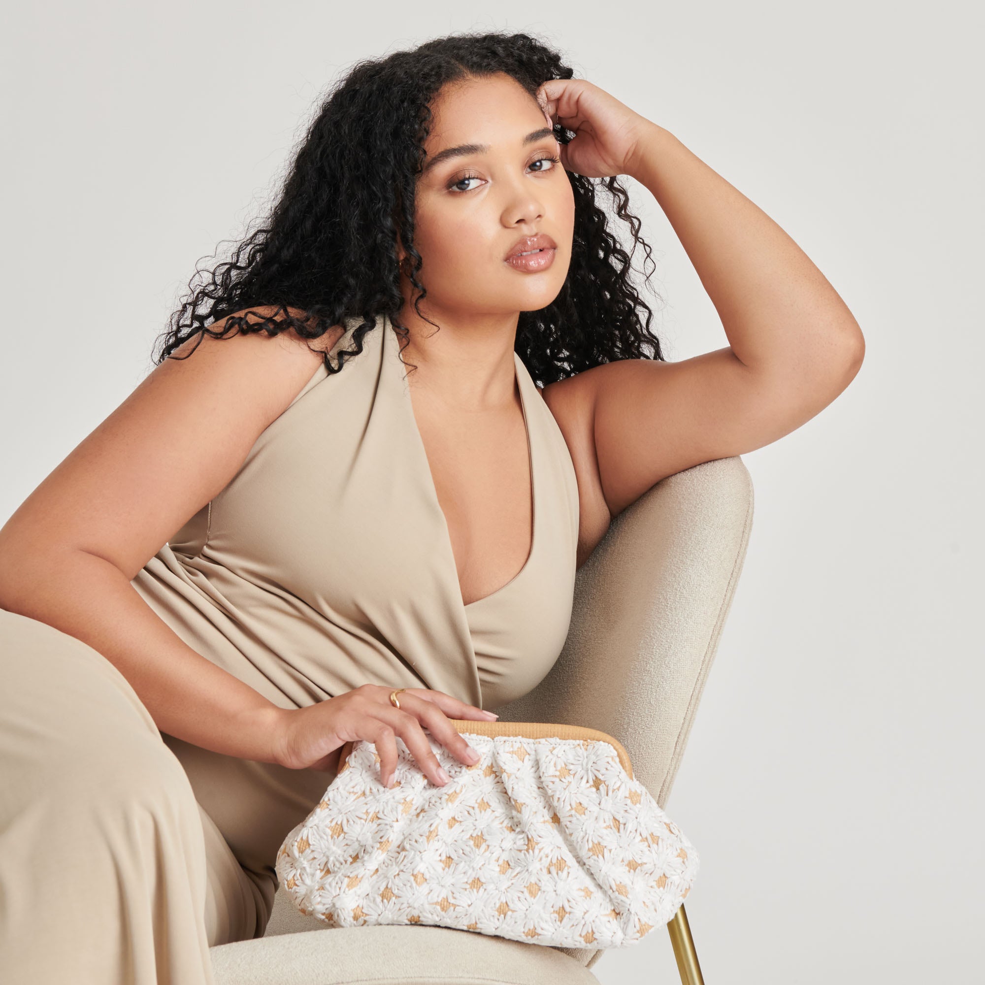 FIORE CLUTCH EMBROIDERED NATURAL RAFFIA - Image 4