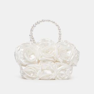 AUBREY HANDBAG WHITE SATIN