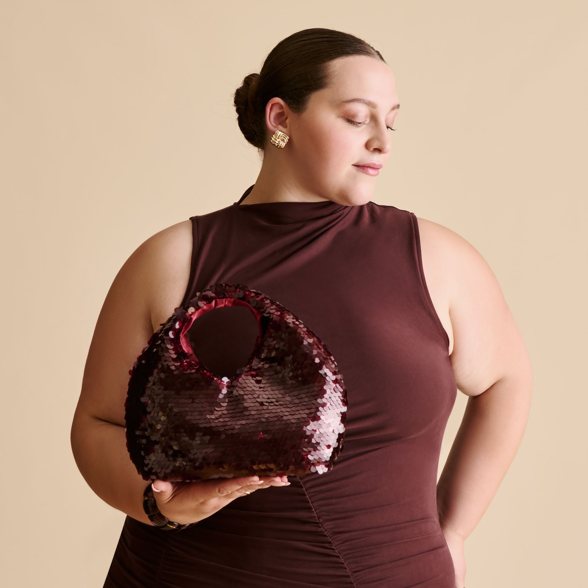 DAHLIA SEQUIN HANDBAG BURGUNDY SEQUIN - Image 7