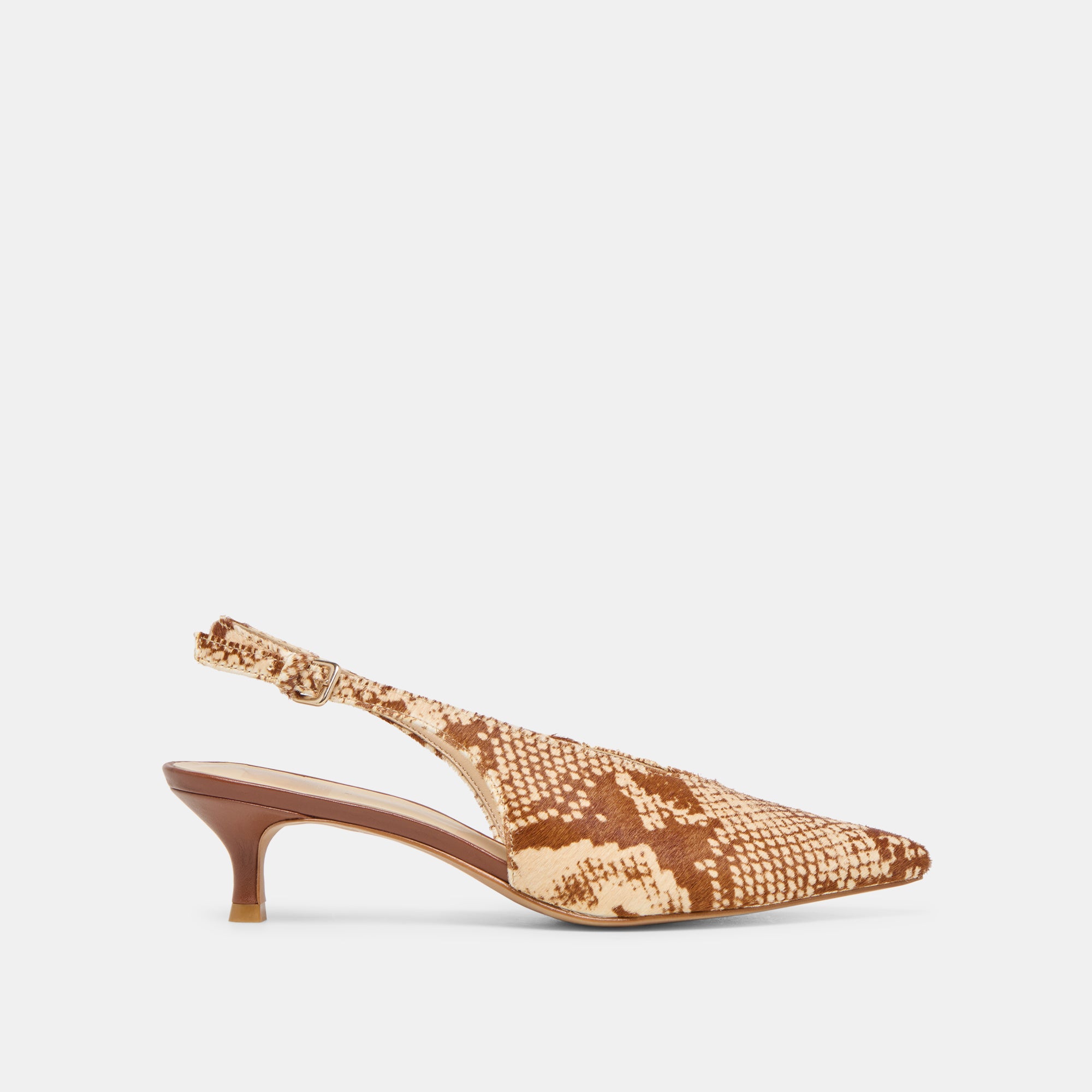 ALENNA HEELS BROWN SNAKE CALF HAIR