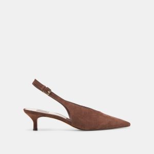 ALENNA HEELS DK BROWN SUEDE