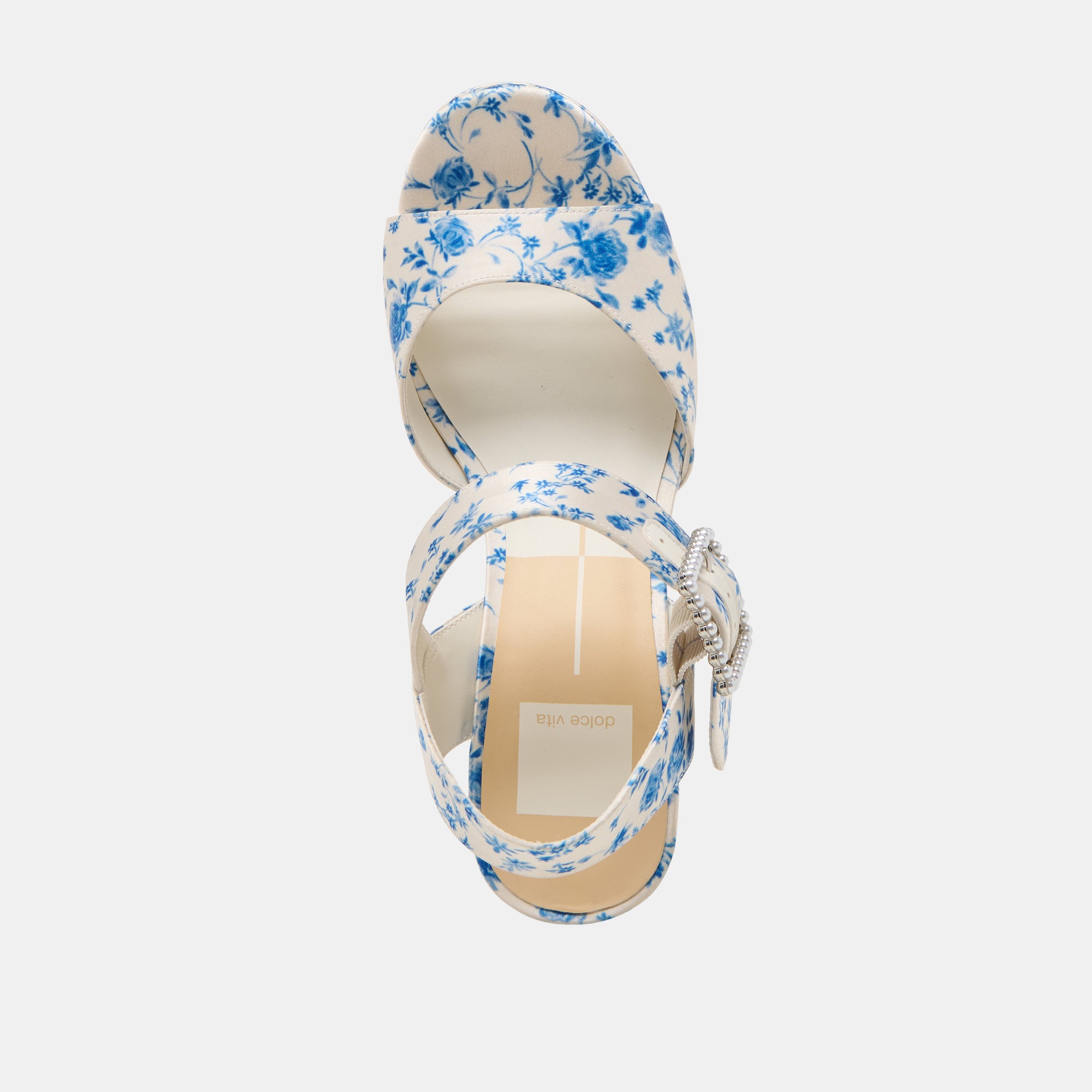 BOBBY PEARL HEELS BLUE FLORAL SATIN - Image 8