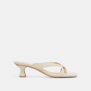 BREVEL WIDE HEELS OFF WHITE LEATHER