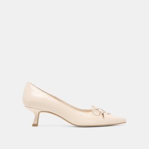 CLARIE HEELS BONE CRINKLE PATENT LEATHER