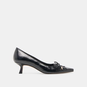 CLARIE HEELS MIDNIGHT CRINKLE PATENT LEATHER