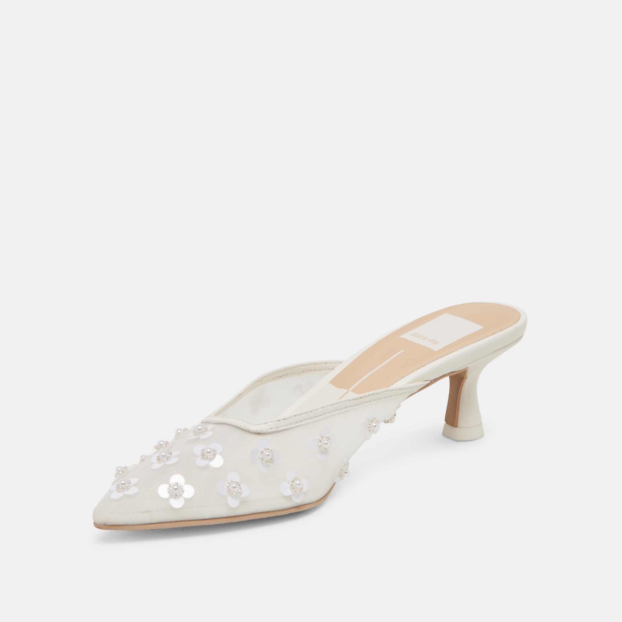 CLARA PEARL HEELS TRUE WHITE DAISY MESH - Image 7