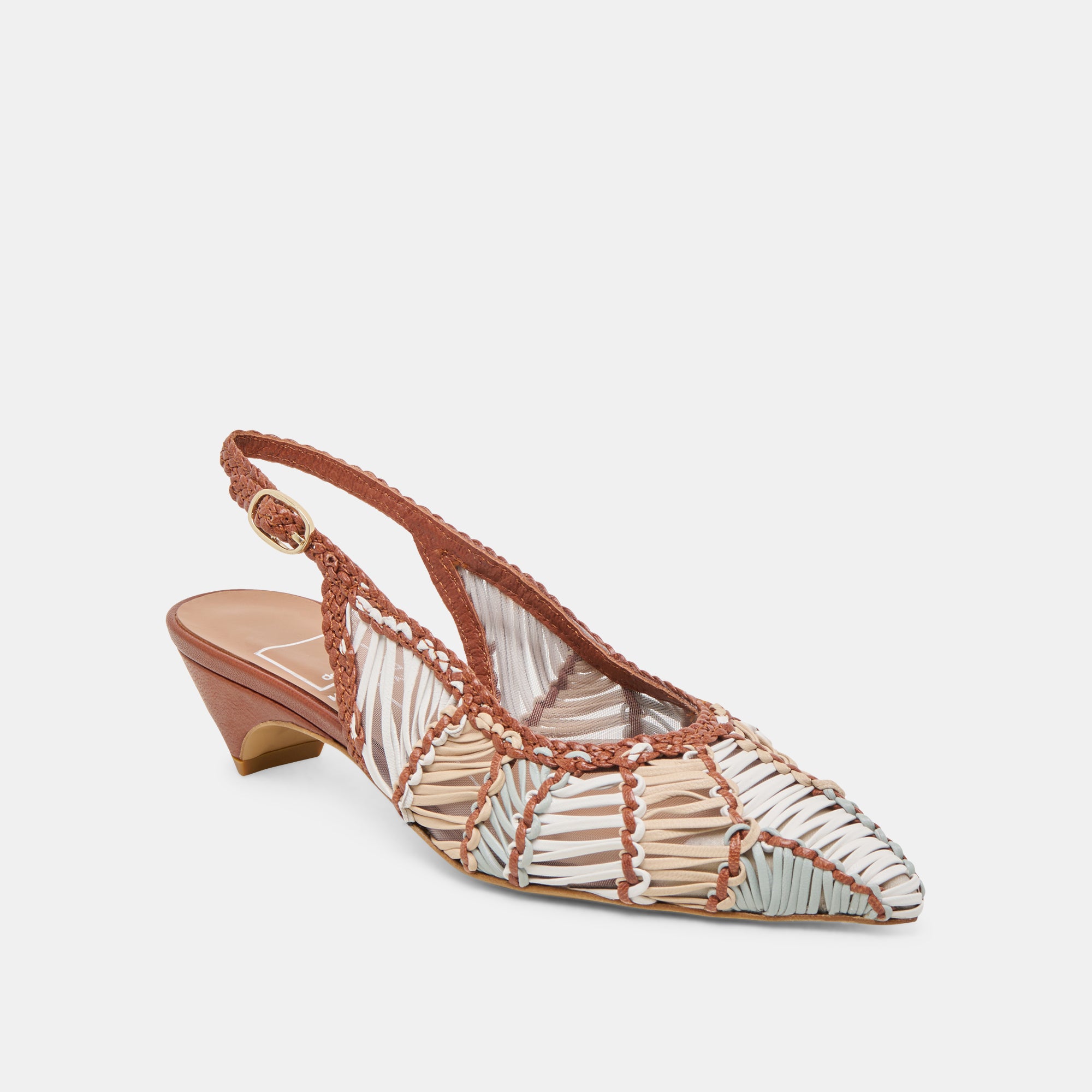 DAFNEY HEELS TAN MULTI WOVEN LEATHER - Image 2