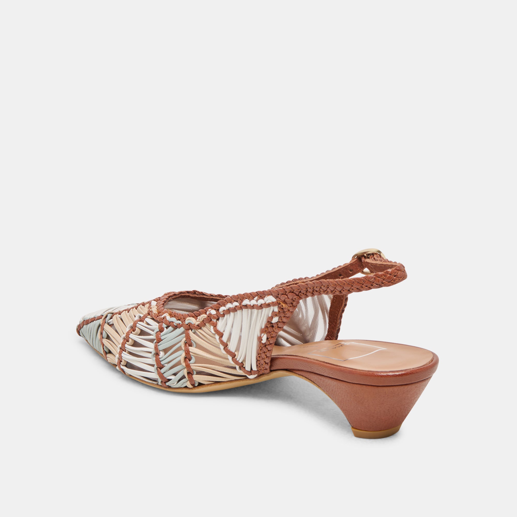 DAFNEY HEELS TAN MULTI WOVEN LEATHER - Image 5