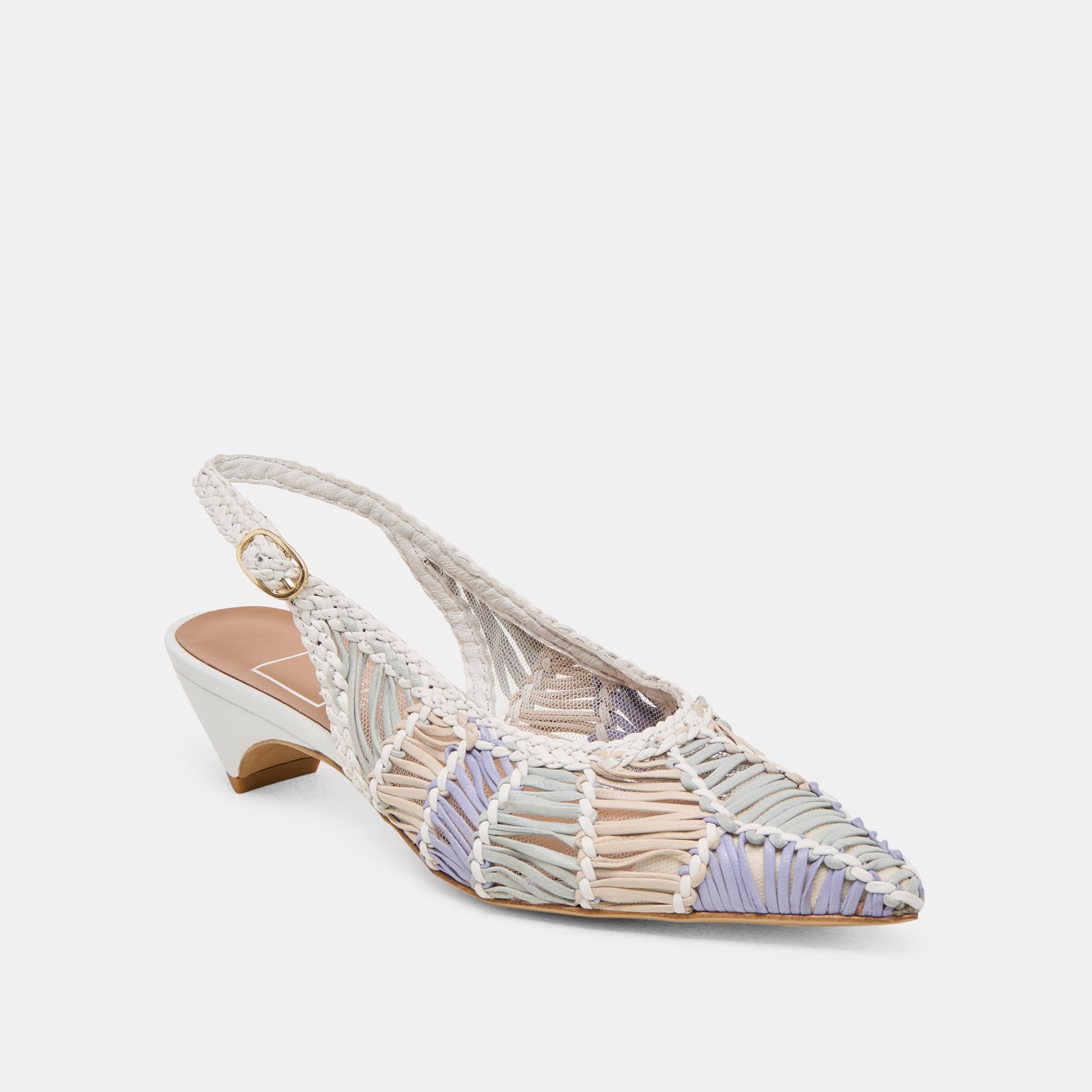 DAFNEY HEELS WHITE MULTI WOVEN LEATHER - Image 2