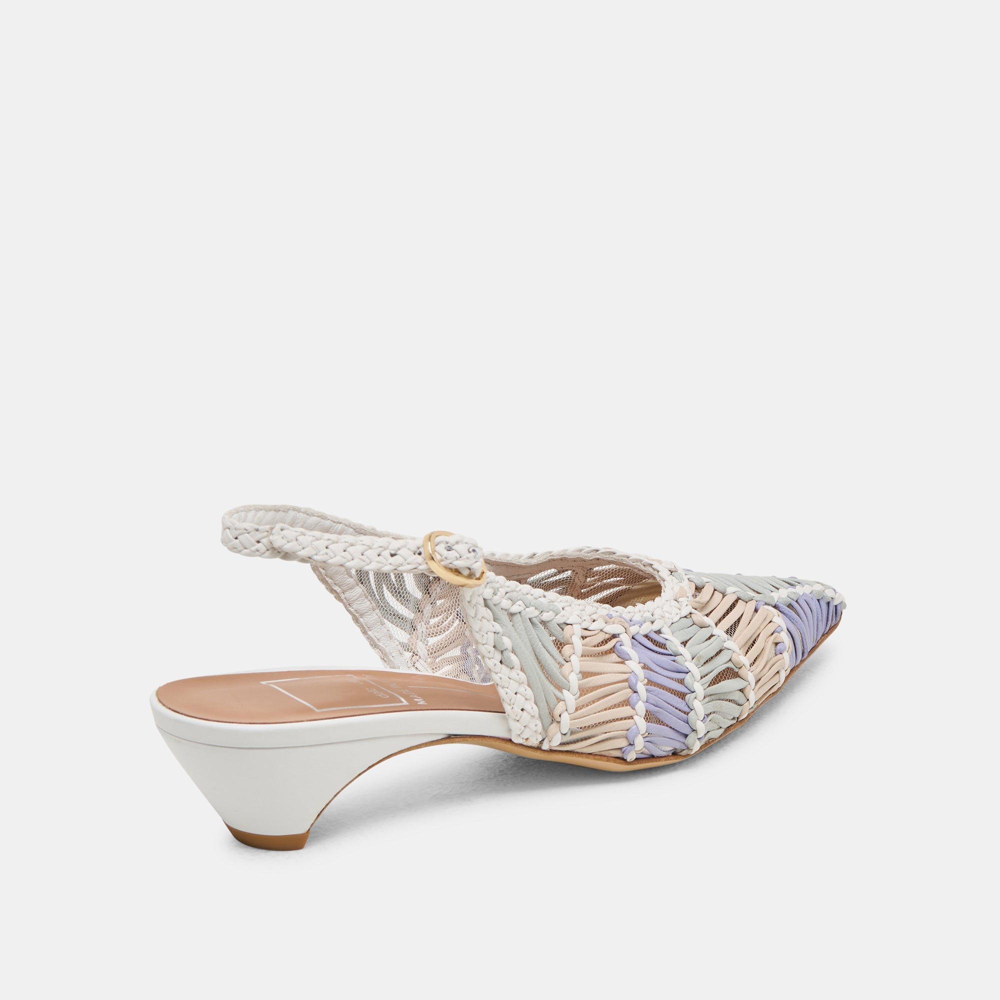 DAFNEY HEELS WHITE MULTI WOVEN LEATHER - Image 3