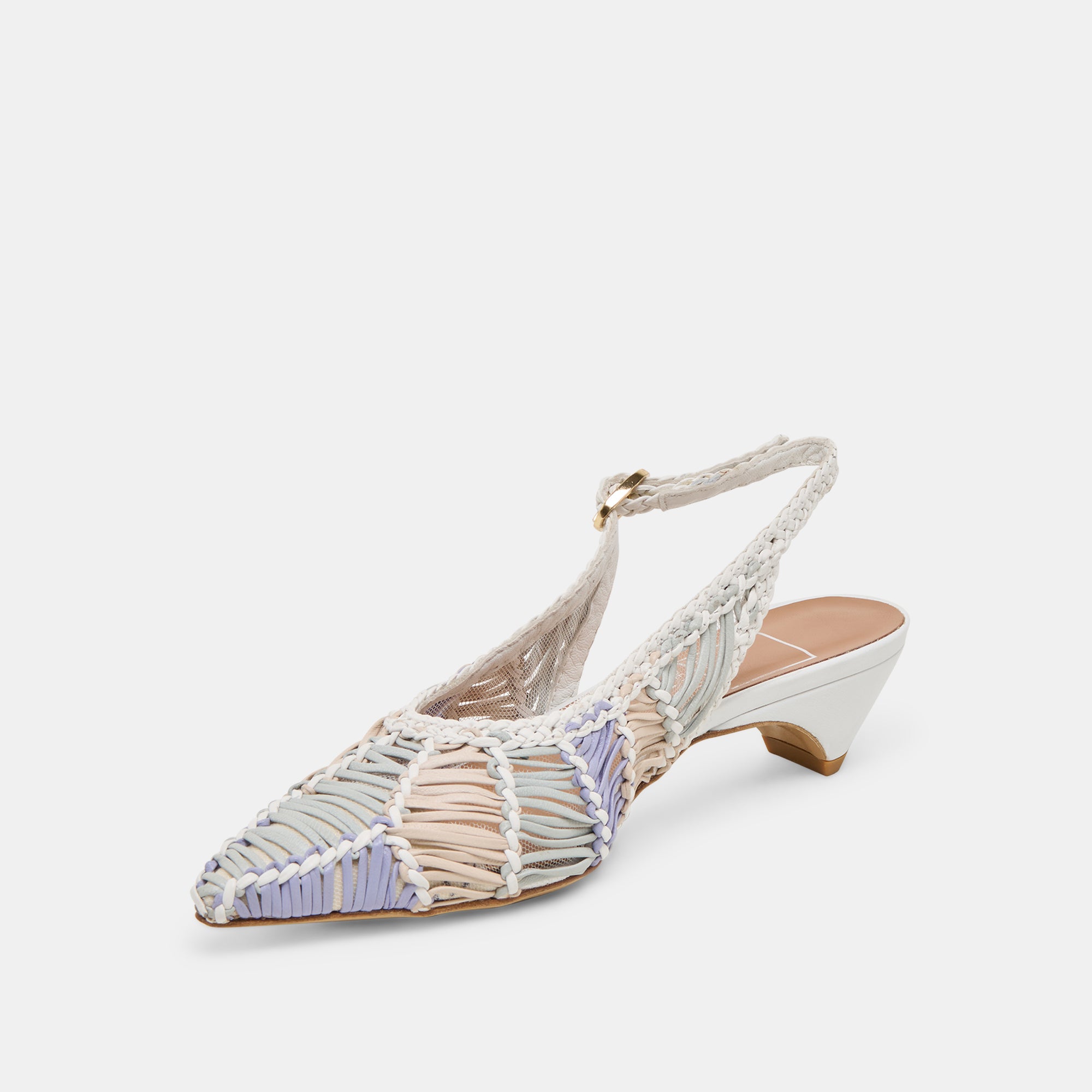 DAFNEY HEELS WHITE MULTI WOVEN LEATHER - Image 4