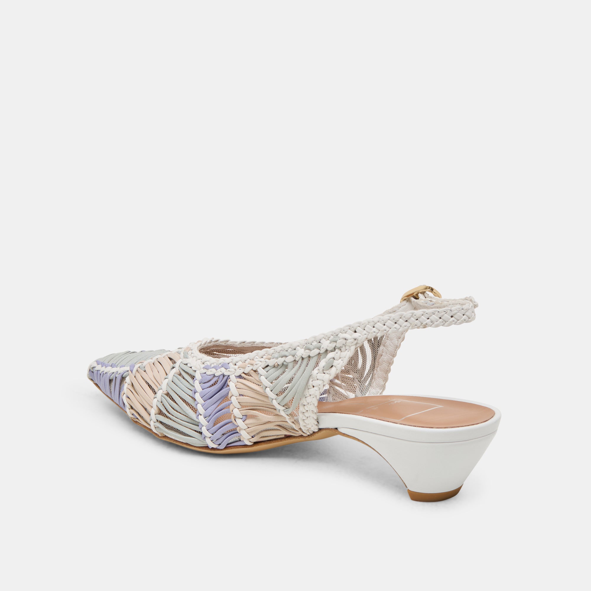 DAFNEY HEELS WHITE MULTI WOVEN LEATHER - Image 5