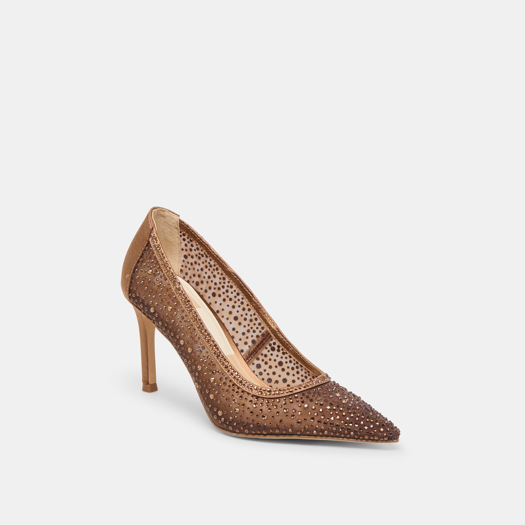 KASHE CRYSTAL HEELS MID BROWN MESH - Image 2