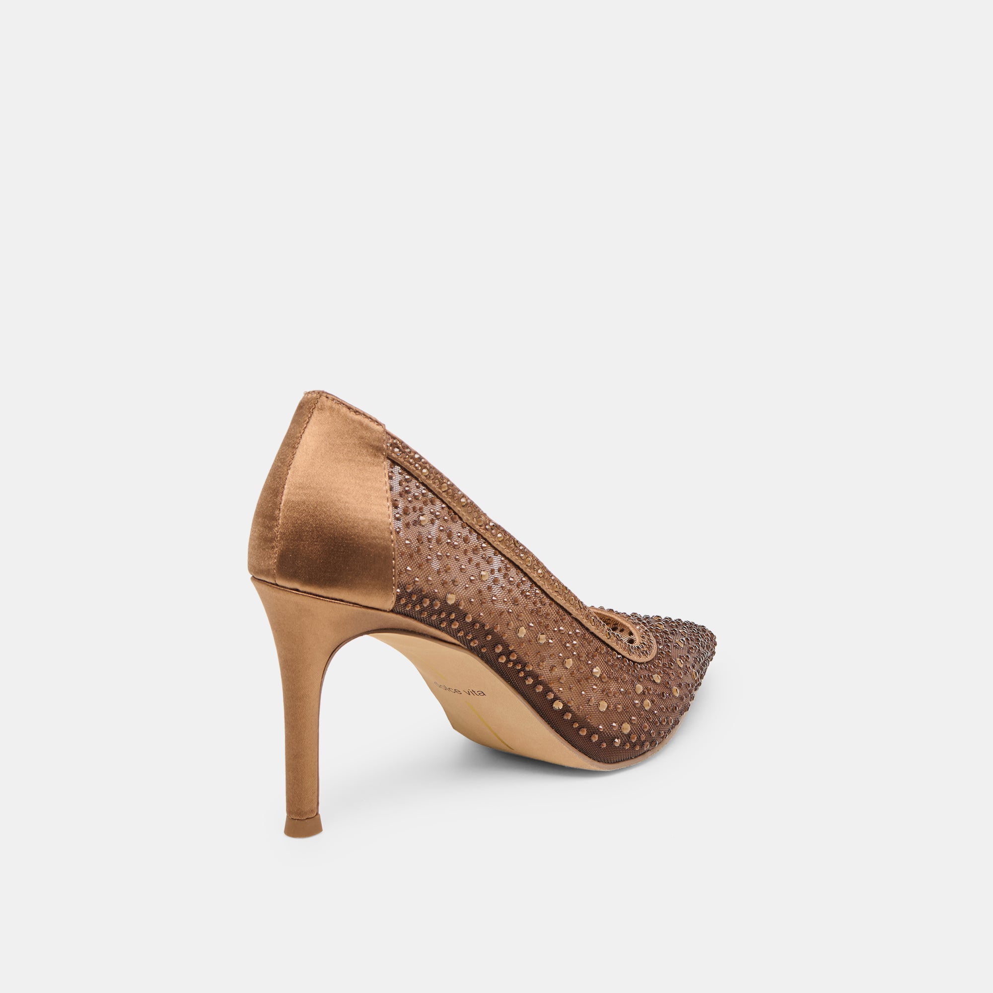 KASHE CRYSTAL HEELS MID BROWN MESH - Image 3