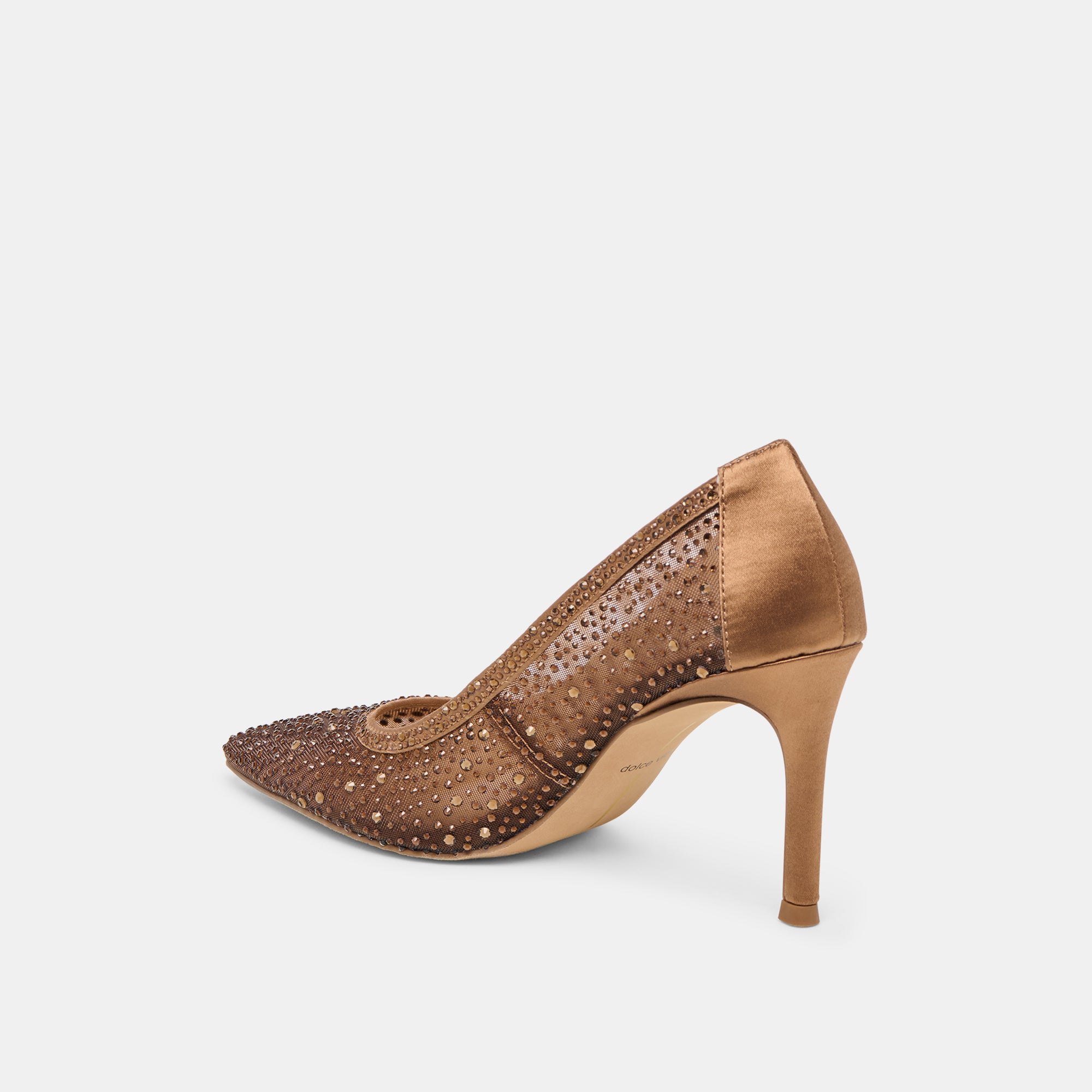 KASHE CRYSTAL HEELS MID BROWN MESH - Image 5