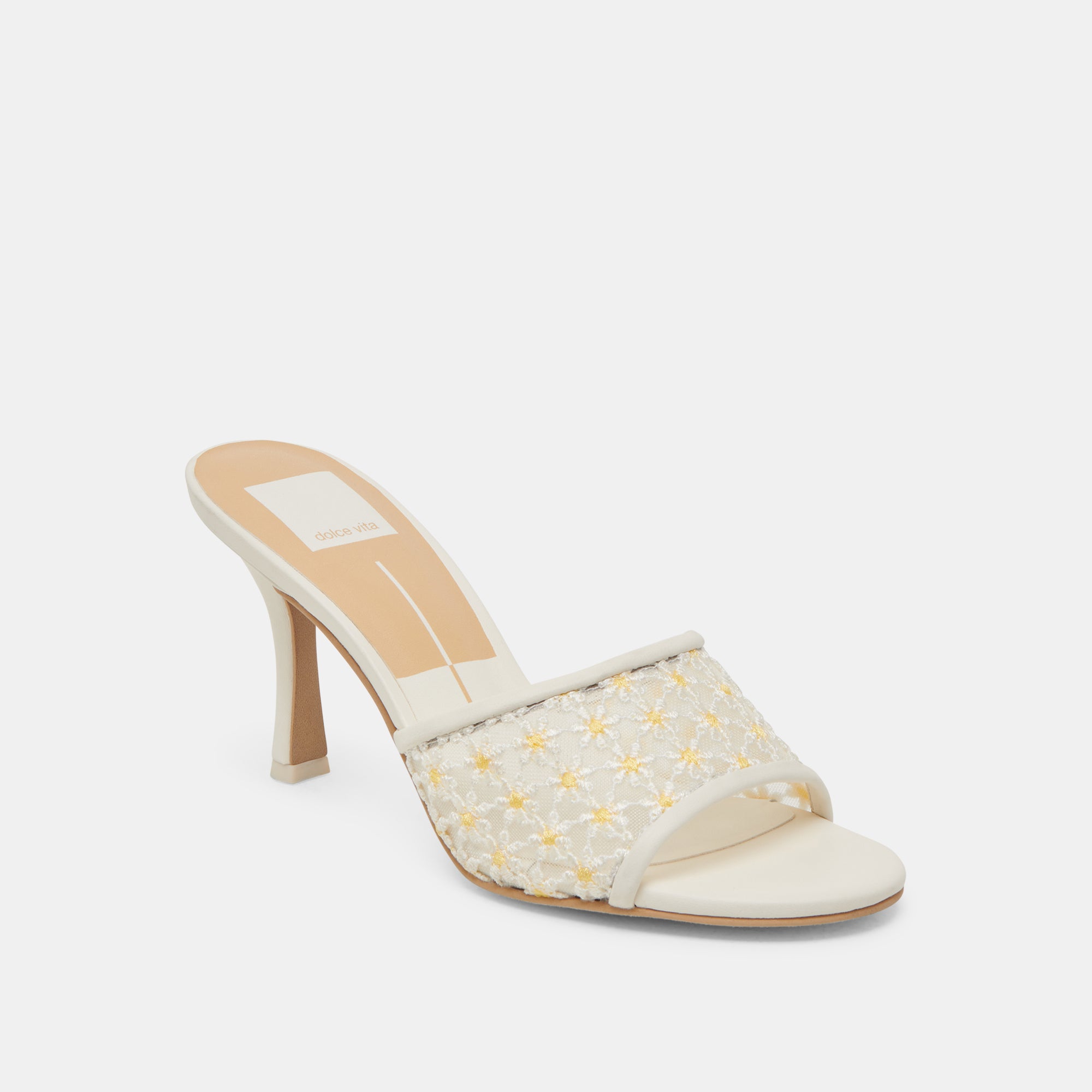 LAVENA FLORAL HEELS WHITE YELLOW FLORAL MESH - Image 3