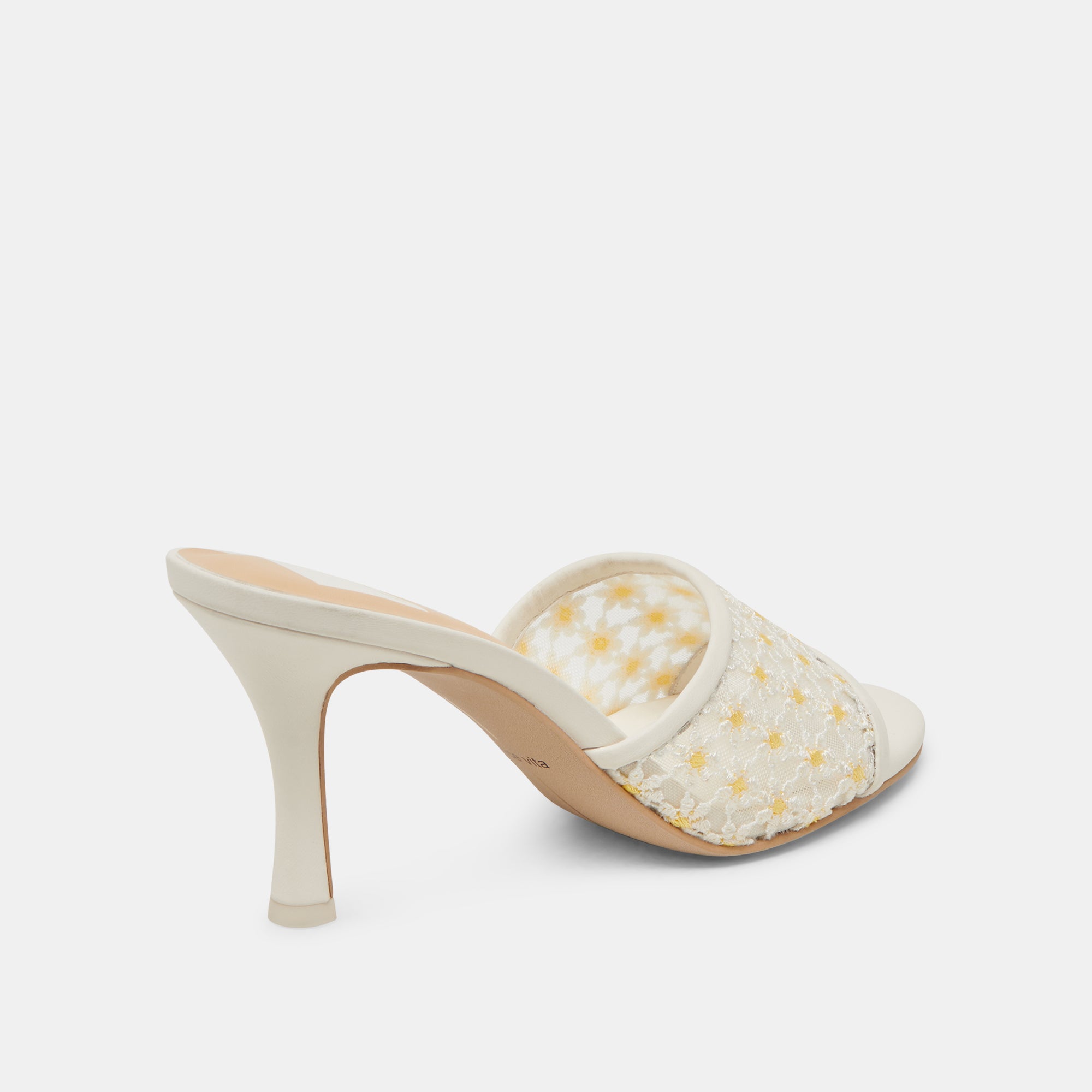 LAVENA FLORAL HEELS WHITE YELLOW FLORAL MESH - Image 5